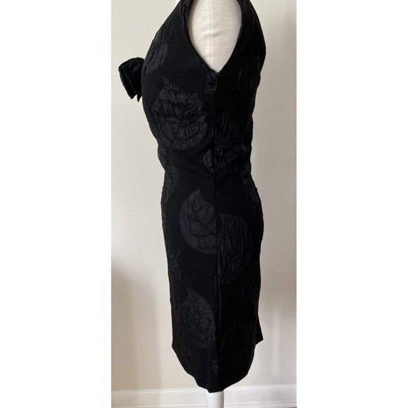 VTG Originals‎ by Mr Jed Womens Wiggle Dress Black Textured Leaf Bow Cocktail - Picture 6 of 11